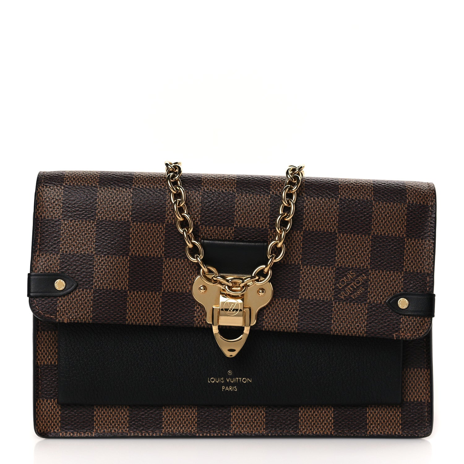 Louis Vuitton Damier Ebene Vavin Chain Wallet Black 1 of 8