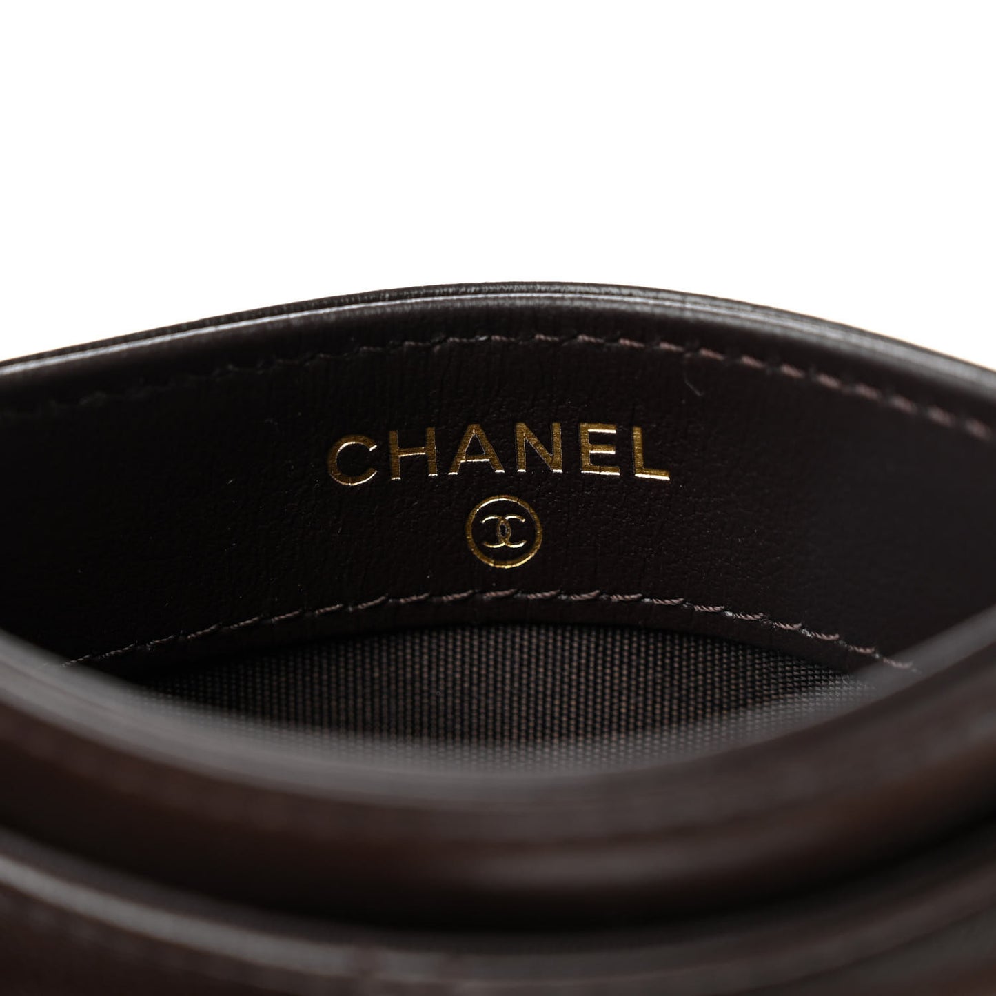 Lambskin Quilted Chanel 19 Card Holder Dark Brown