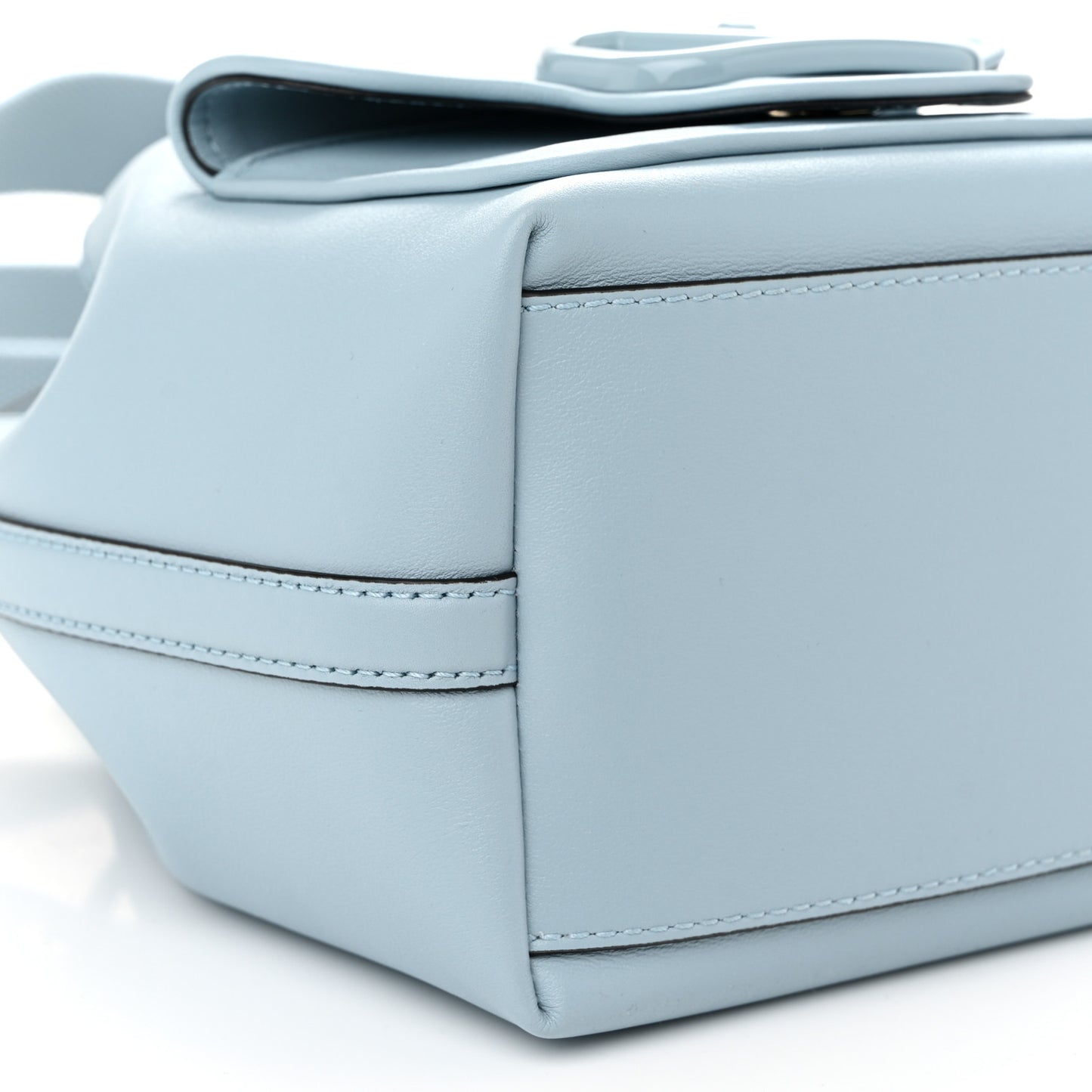 Calfskin Vlogo Small Loco Drawstring Bucket Bag Light Blue