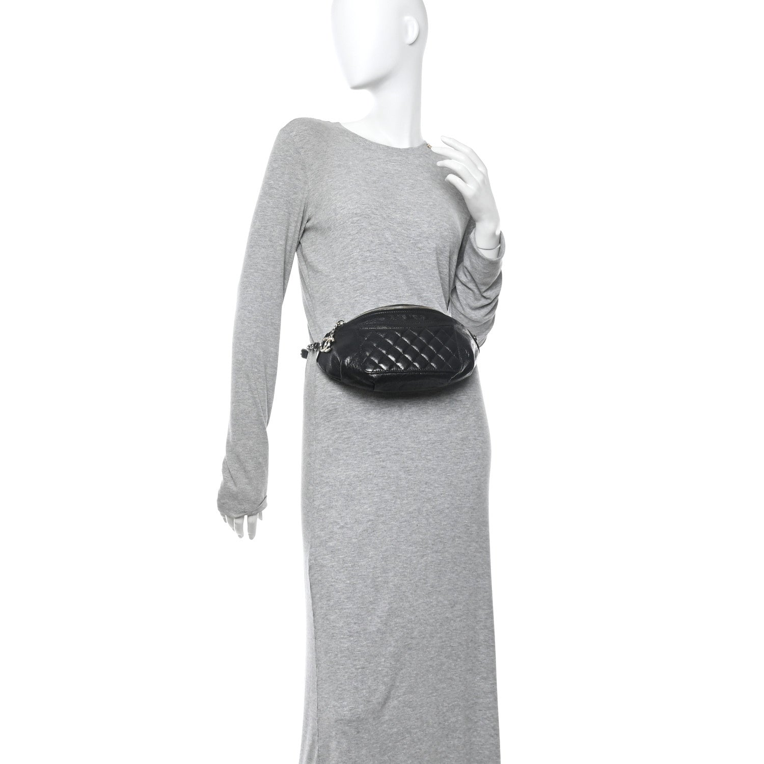 Chanel Crumpled Glazed Lambskin Quilted Waist Bag Fanny Pack Black 2 of 10