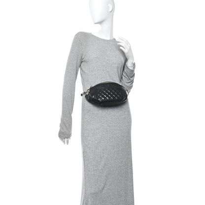 Chanel Crumpled Glazed Lambskin Quilted Waist Bag Fanny Pack Black 2 of 10