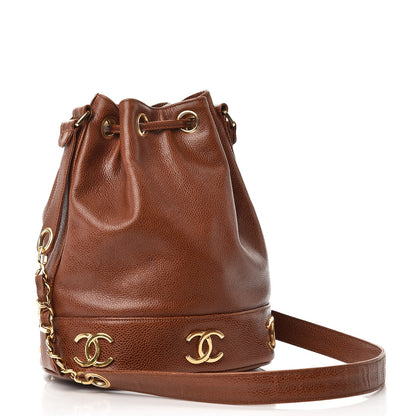 Chanel Caviar CC Drawstring Shoulder Bag Brown 3 of 7