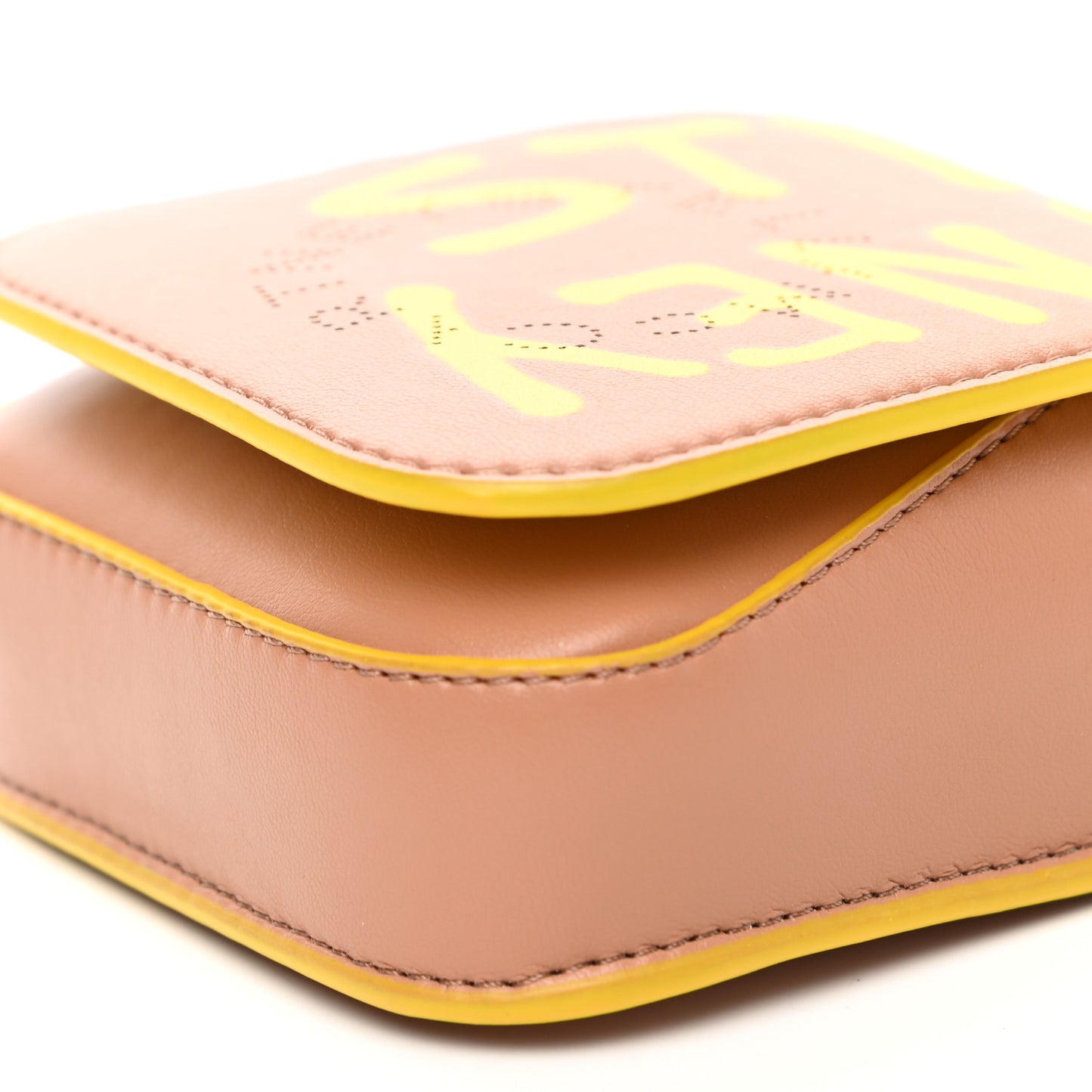 Eco Alter Nappa Perforated Graffiti Logo Micro Coin Purse Yellow