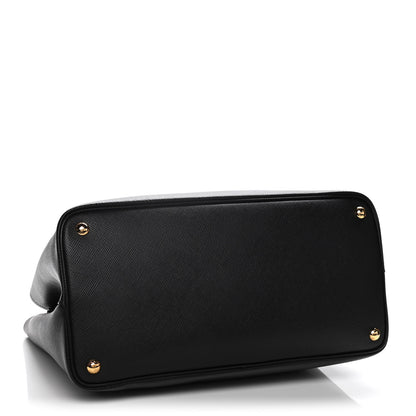 Prada Saffiano Cuir Large Double Bag Black Fuoco 4 of 15