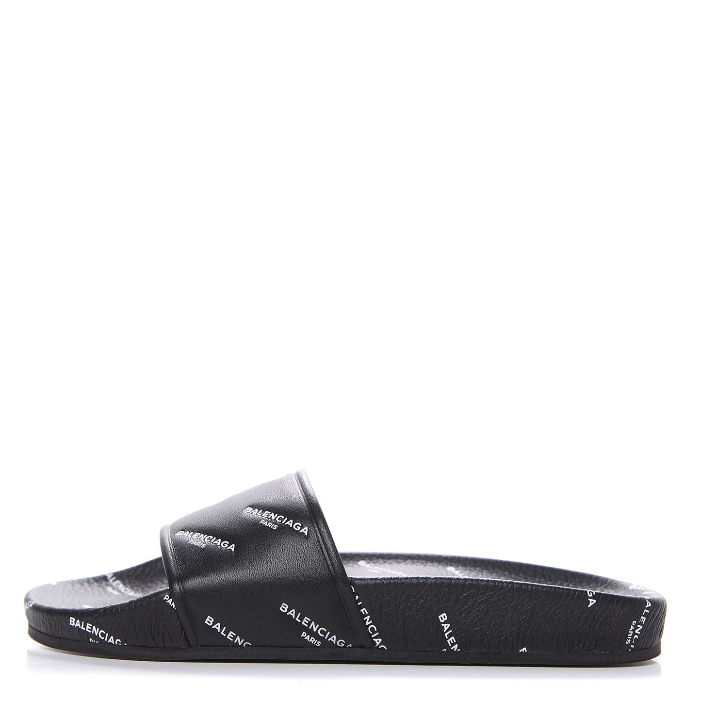 Nappa Allover Logo Embossed Womens Pool Slide Sandals 35 Black White