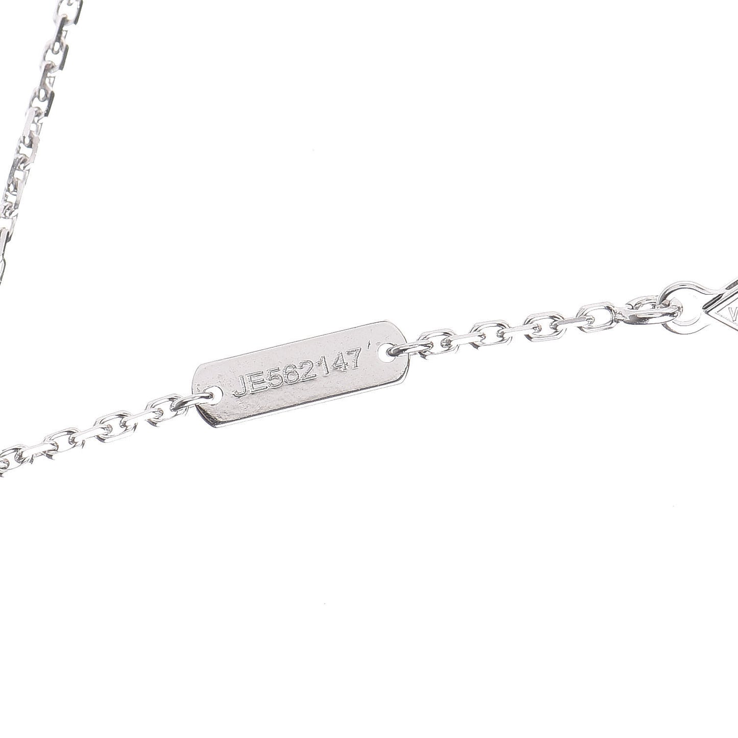 18K White Gold Diamond Vintage Alhambra Pendant Necklace