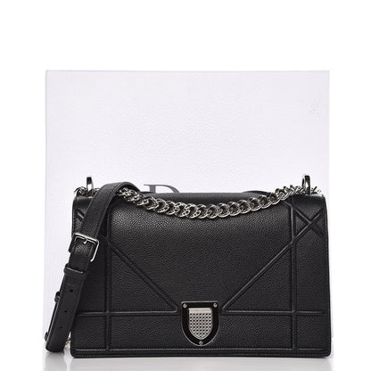 Christian Dior Grained Calfskin Medium Diorama Flap Bag Black 8 of 8