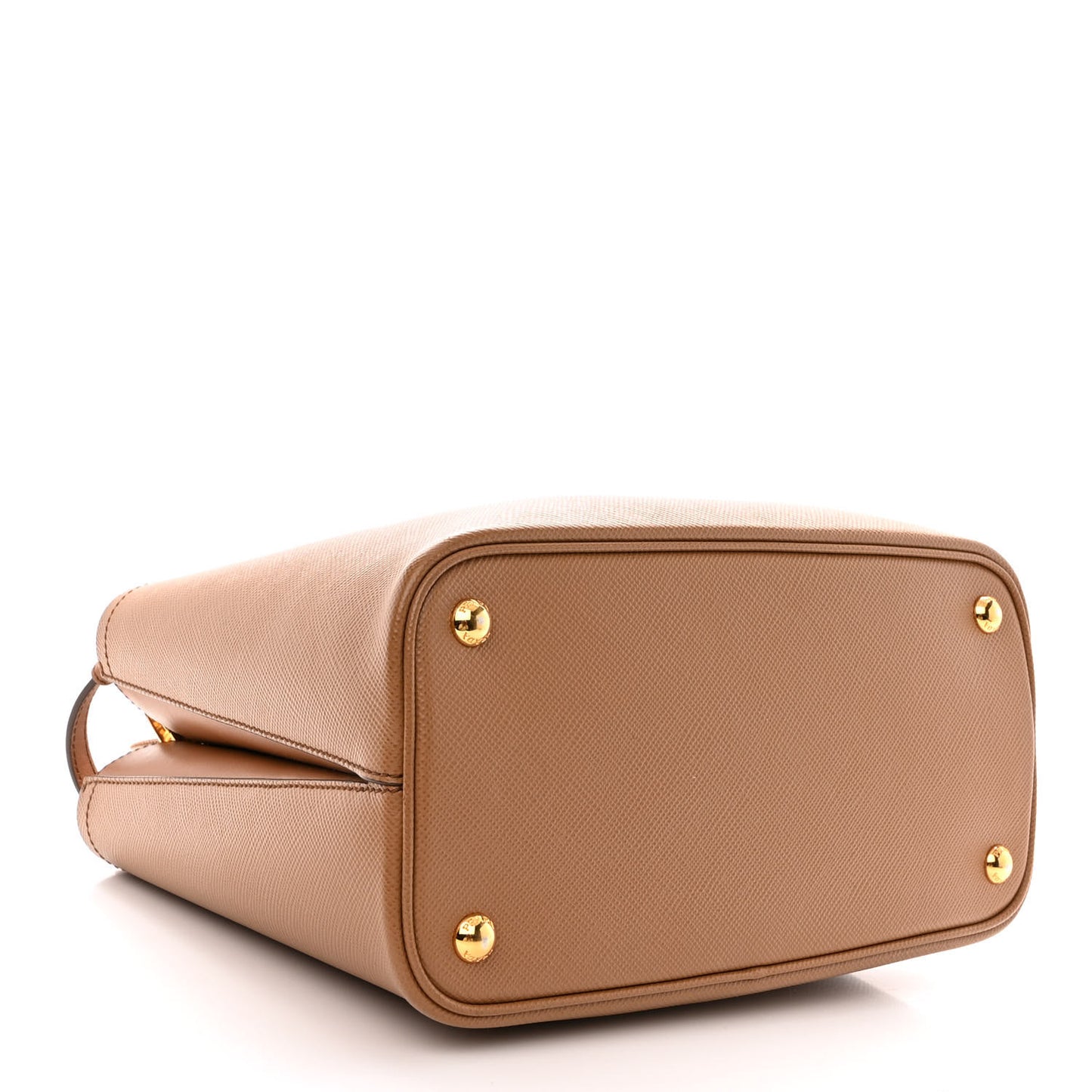 Saffiano Cuir Medium Panier Bucket Bag Caramel Papaya