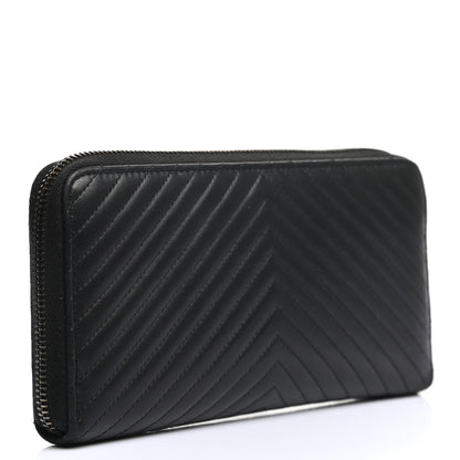 Chanel Lambskin Chevron Quilted Zip Around Wallet So Black 3 of 9
