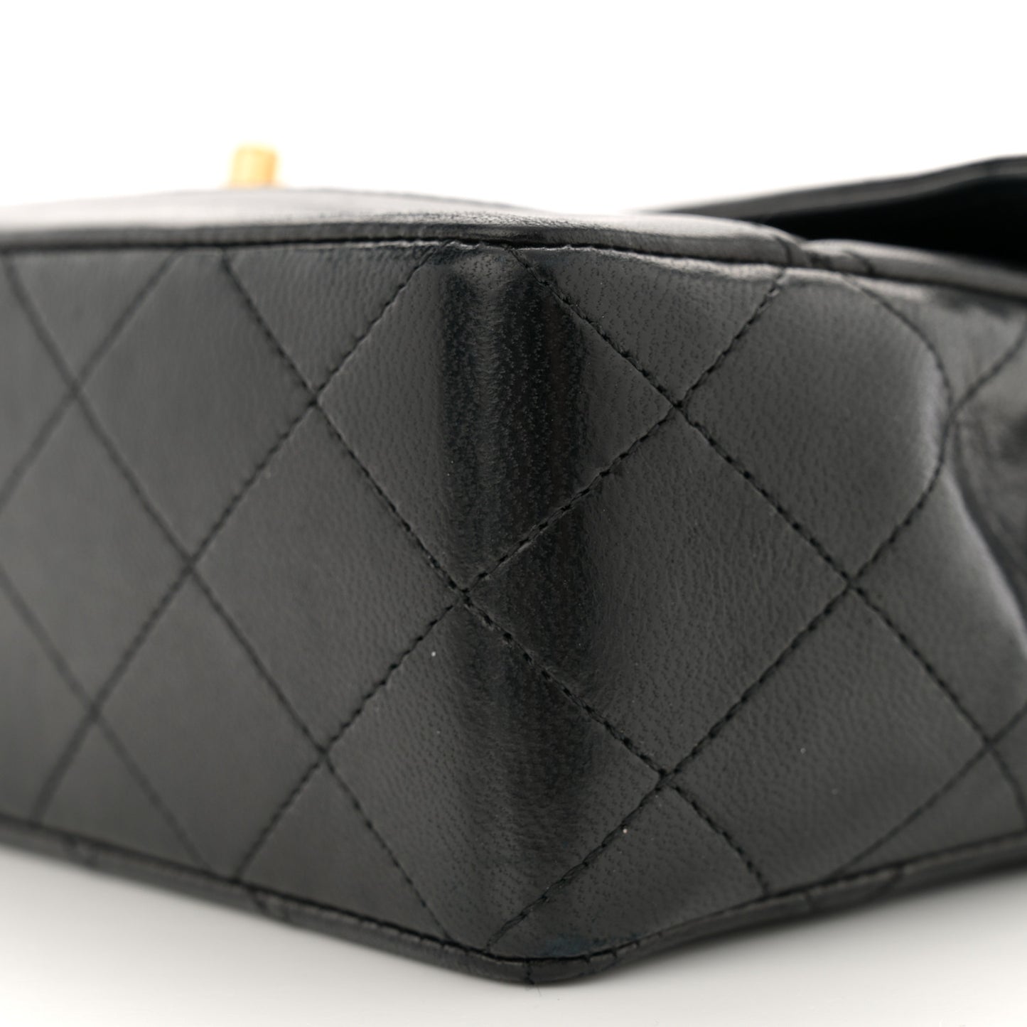 Lambskin Quilted Small Single Flap With Pouch Black