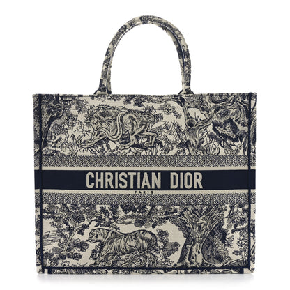 Christian Dior Canvas Embroidered Large Dioriviera Toile De Jouy Book Tote Blue 1 of 10