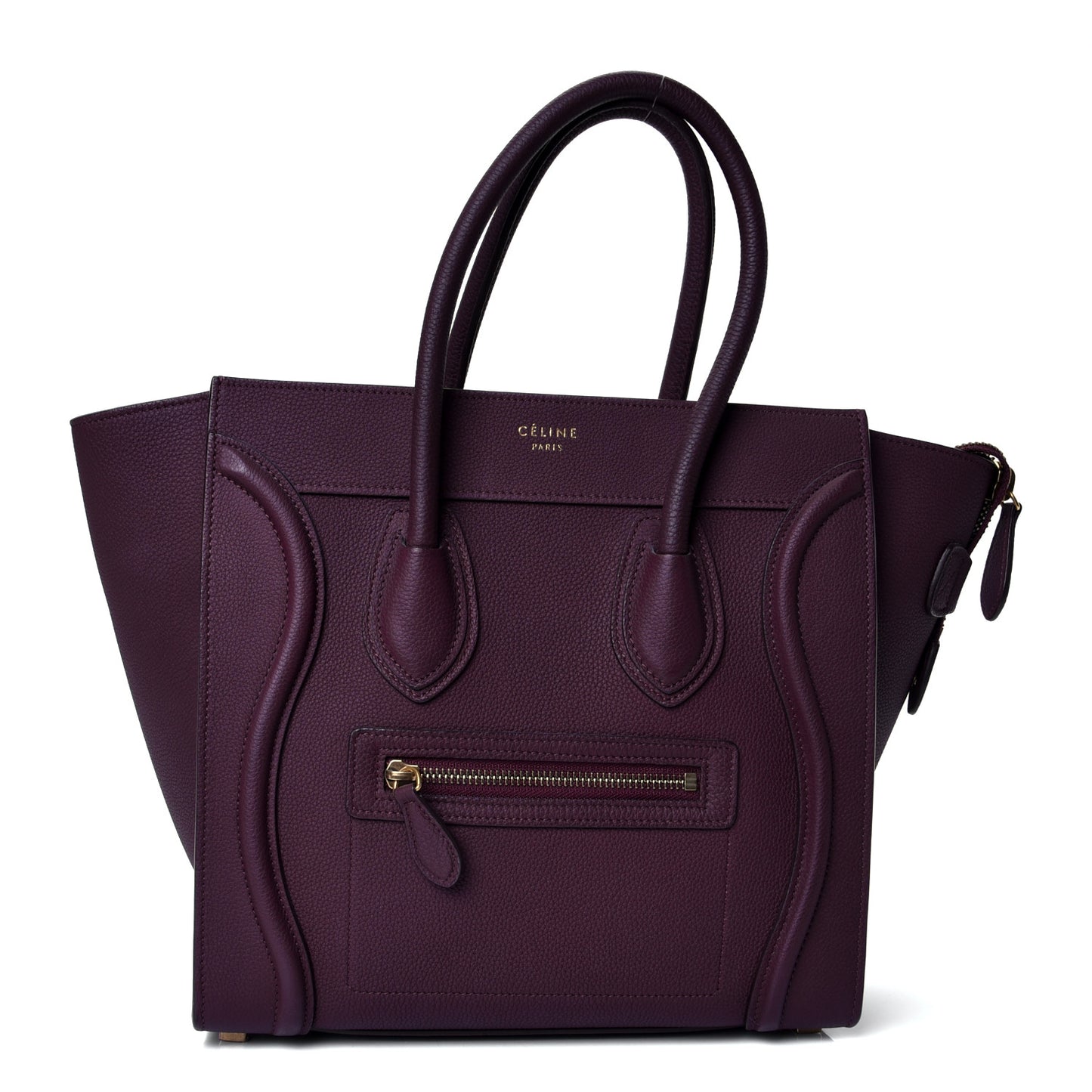 Baby Drummed Calfskin Micro Luggage Burgundy
