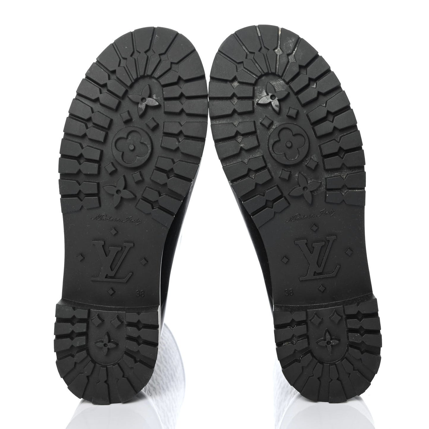 Rubber Embossed Monogram Splash Rain Boots 38 Black