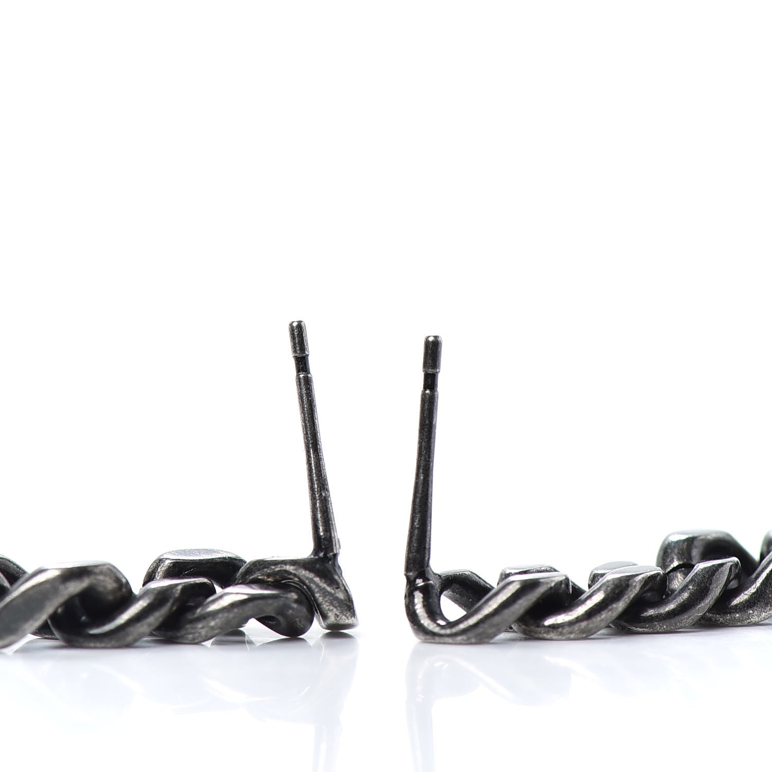 Chanel Metal CC Pick Drop Earrings Ruthenium Gold 3 of 4