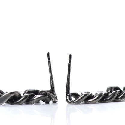 Chanel Metal CC Pick Drop Earrings Ruthenium Gold 3 of 4
