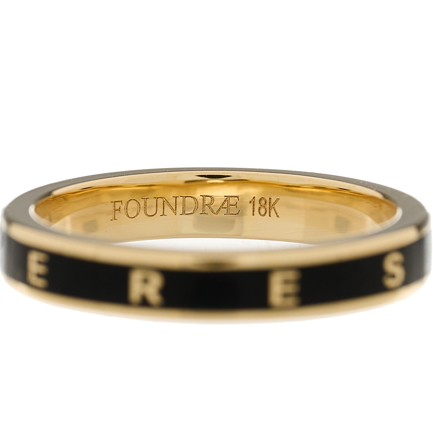 Foundrae 18K Yellow Gold Champleve Enamel Thin Resiliance Band Ring 52 6 Black 4 of 5