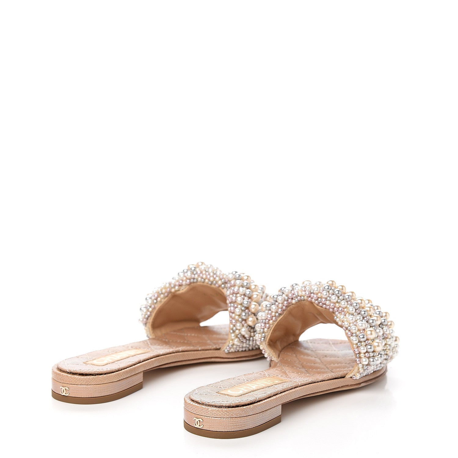 Chanel Fantasy Calfskin Pearl Cord CC Mules 36.5 Ivory Grey 4 of 9