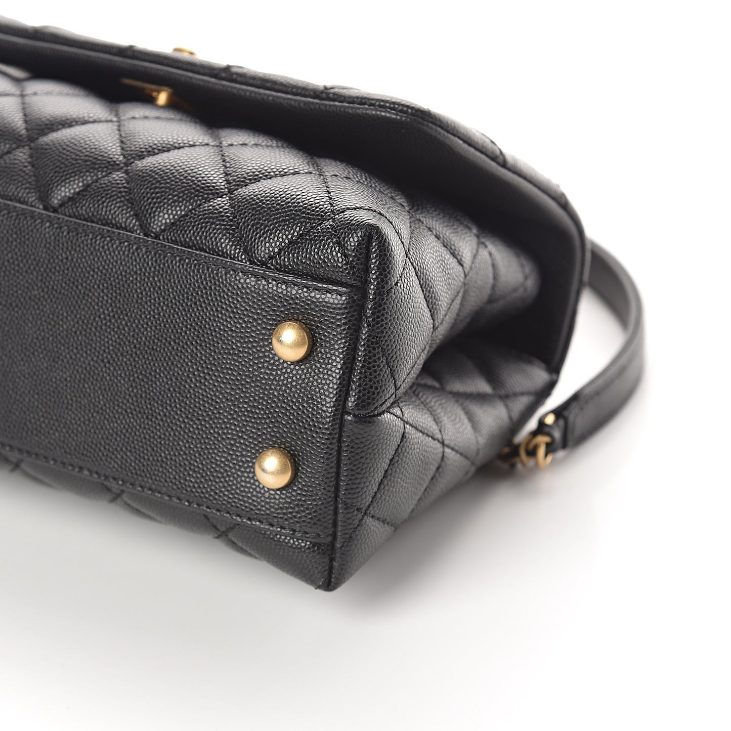 Caviar Quilted Mini Coco Handle Flap Black