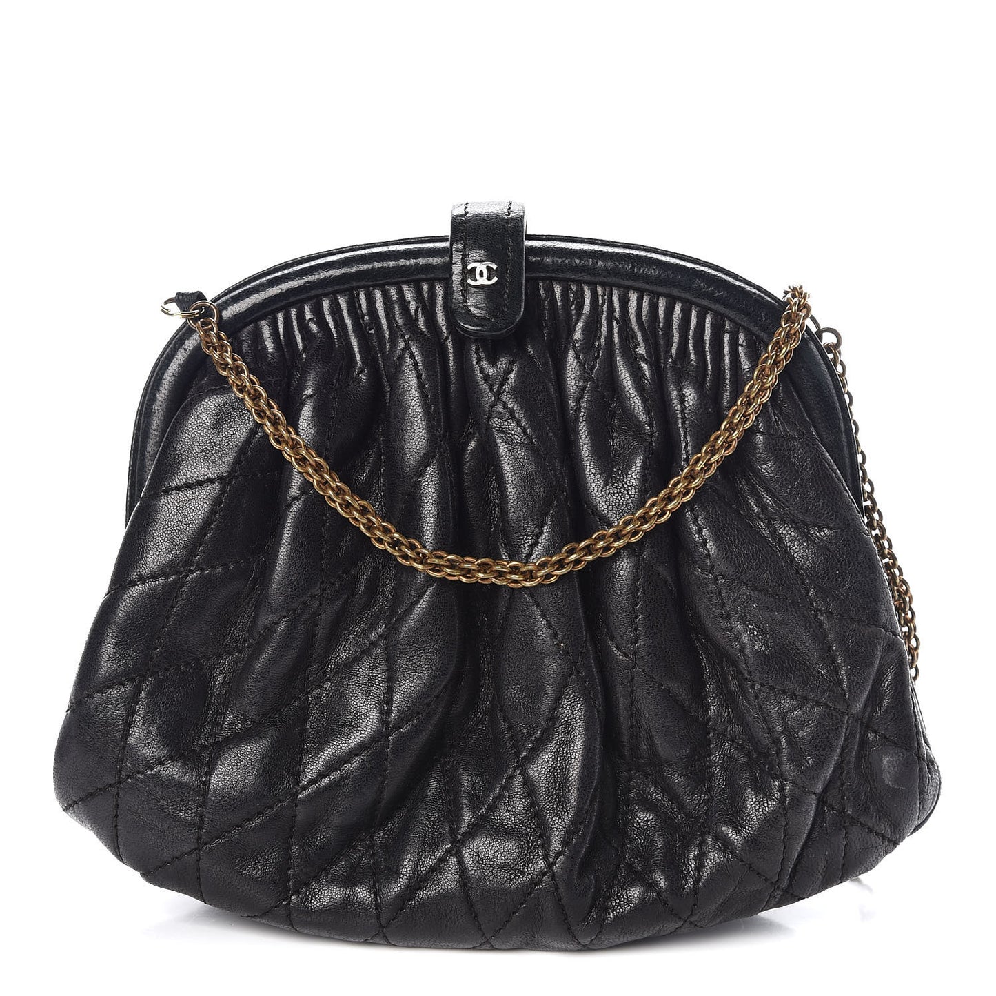 Lambskin Quilted Frame Bag Black