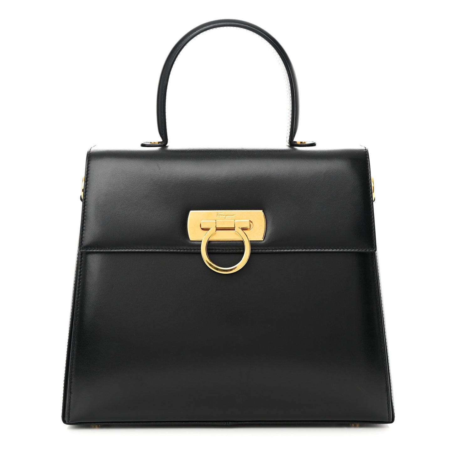 Brushed Off Calfskin Iconic Large Top Handle Bag Black