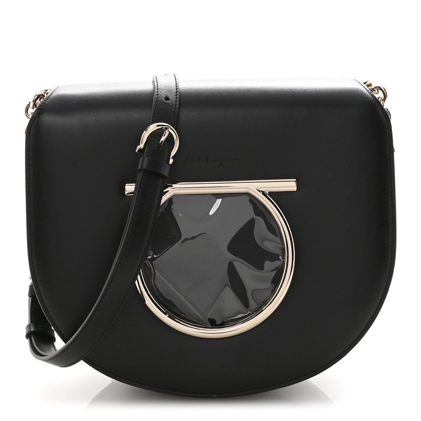 Calfskin Large Vela Flap Bag Black