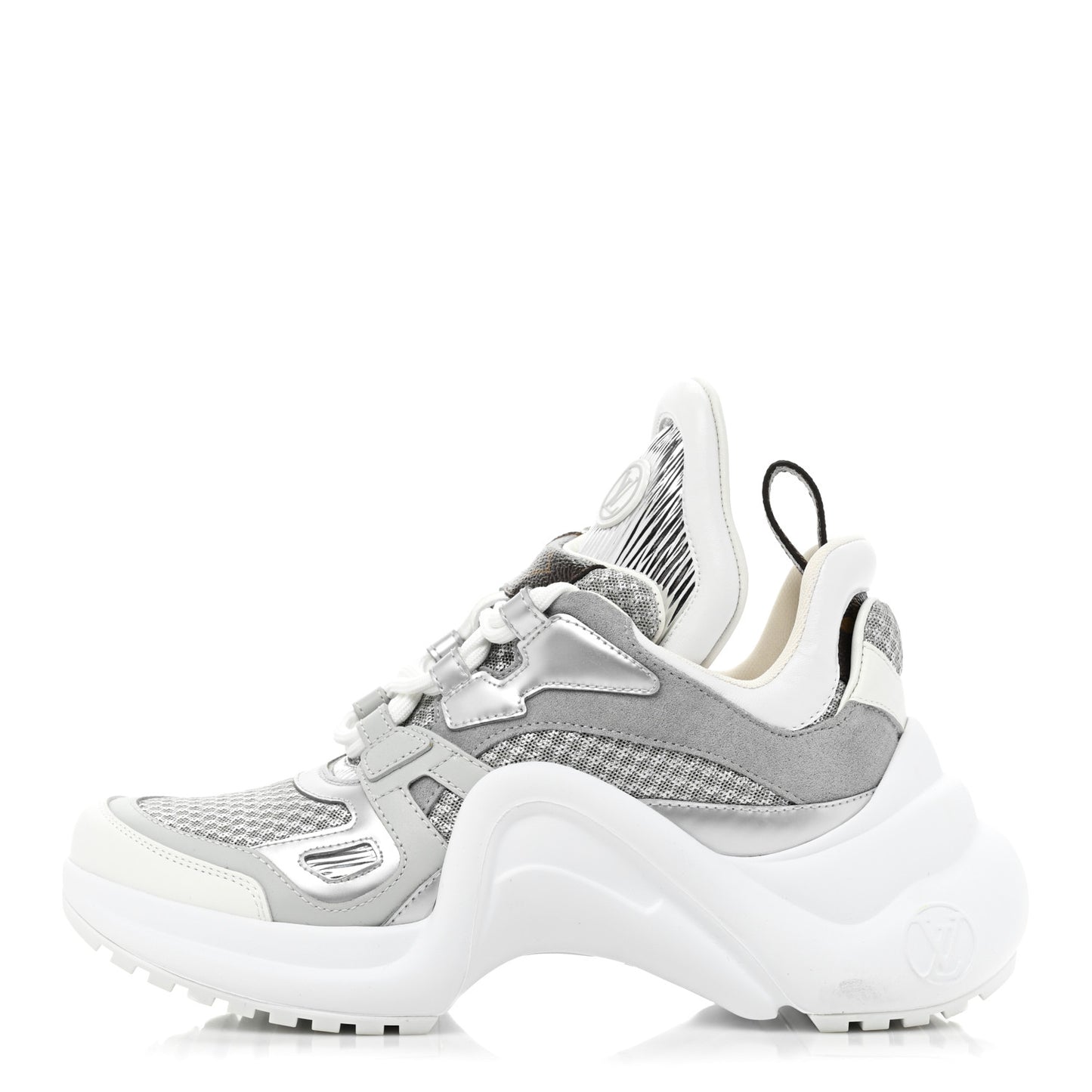 Metallic Calfskin Technical Nylon LV Archlight Sneakers 36 White Silver