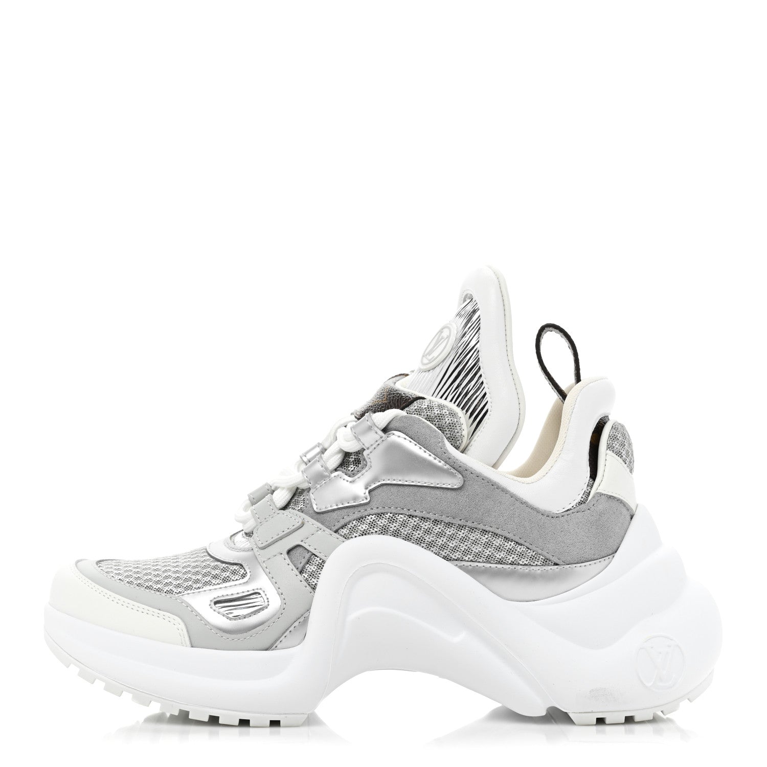 Louis Vuitton Metallic Calfskin Technical Nylon LV Archlight Sneakers 36 White Silver 1 of 10