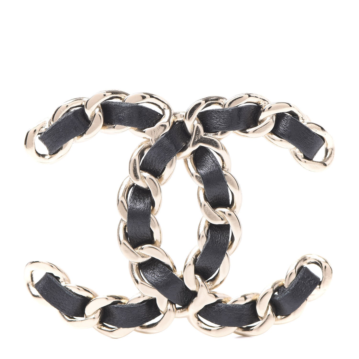 Chanel Lambskin Chain CC Brooch Black Gold 1 of 5