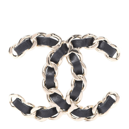 Chanel Lambskin Chain CC Brooch Black Gold 1 of 5