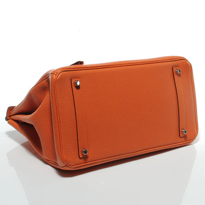 Hermes Taurillon Clemence Birkin 35 Orange 4 of 7