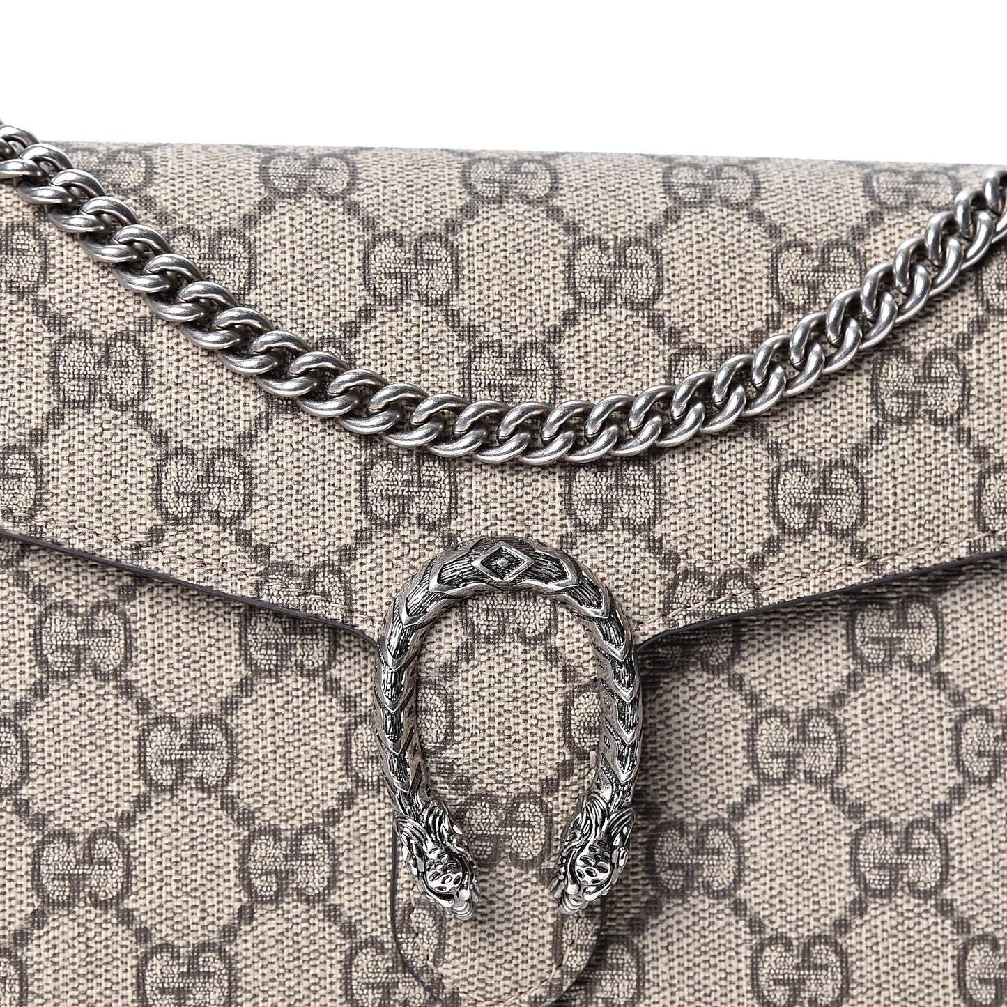 GG Supreme Monogram Mini Dionysus Chain Wallet Beige Taupe