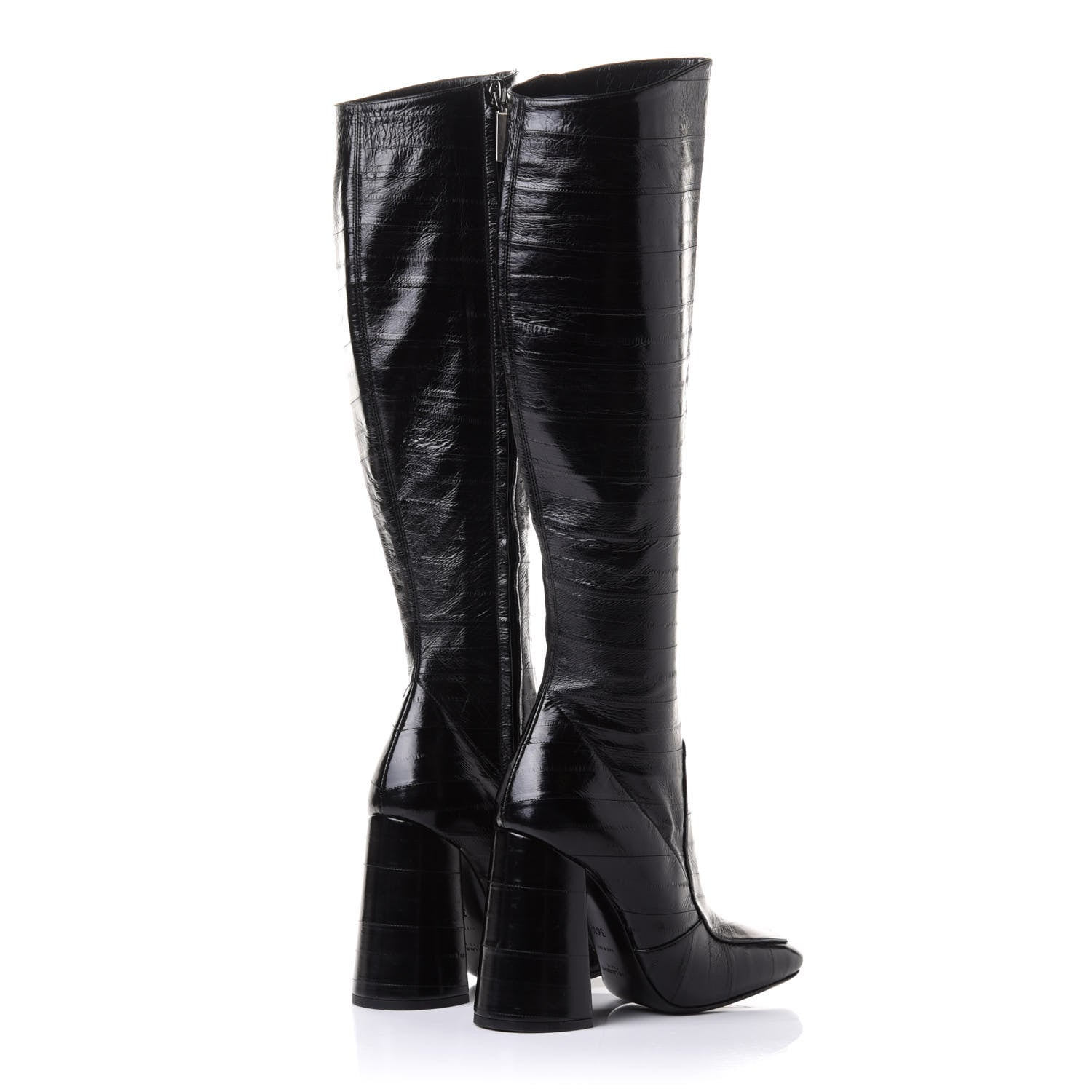 Saint Laurent Eelskin Jane Knee High Boots 36.5 Black 4 of 8