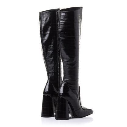 Saint Laurent Eelskin Jane Knee High Boots 36.5 Black 4 of 8