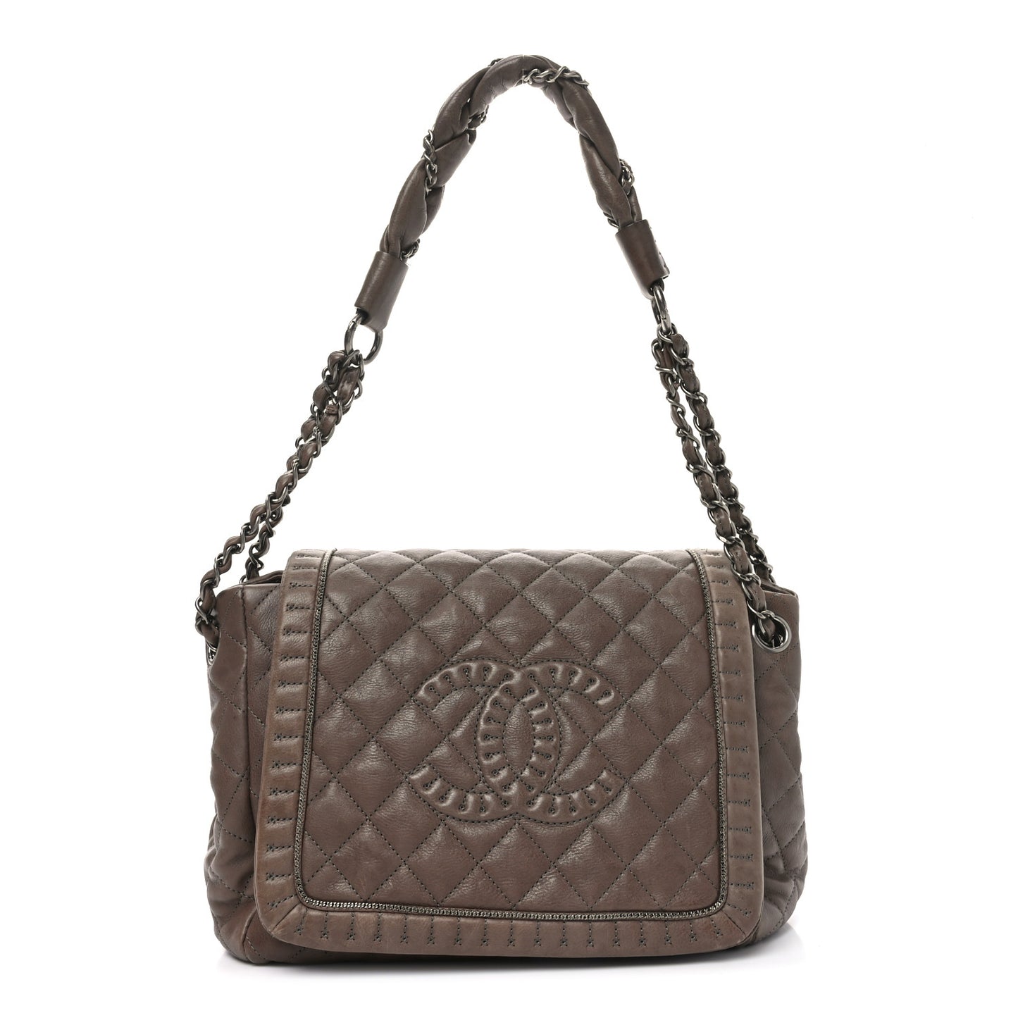 Calfskin Quilted Istanbul Accordion Flap Dark Grey