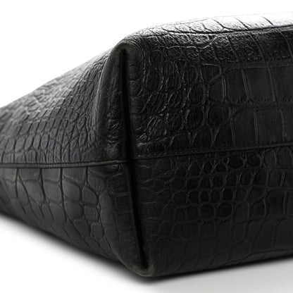 Saint Laurent Calfskin Crocodile Embossed Shopping Tote Black 10 of 16