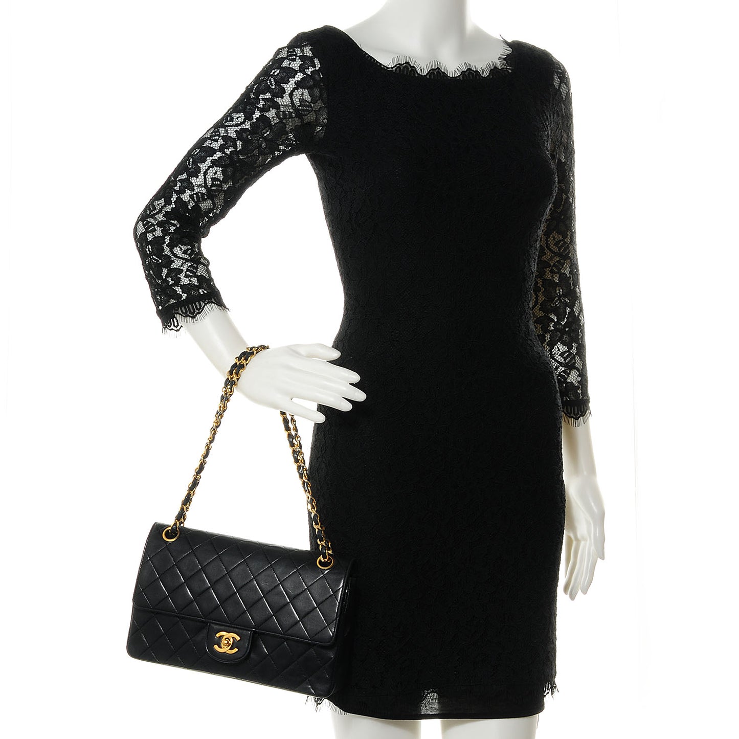 Lambskin Medium Double Flap Black