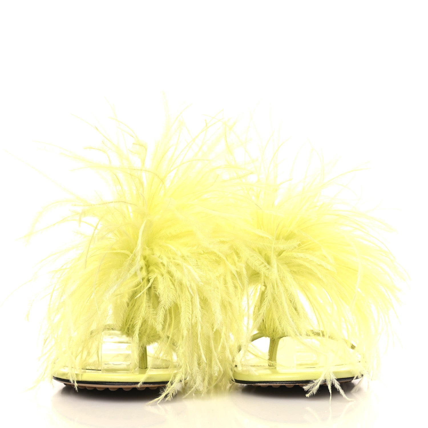 Bottega Veneta Lambskin Ostrich Feather Dot Sandals 35 Seagrass 2 of 8