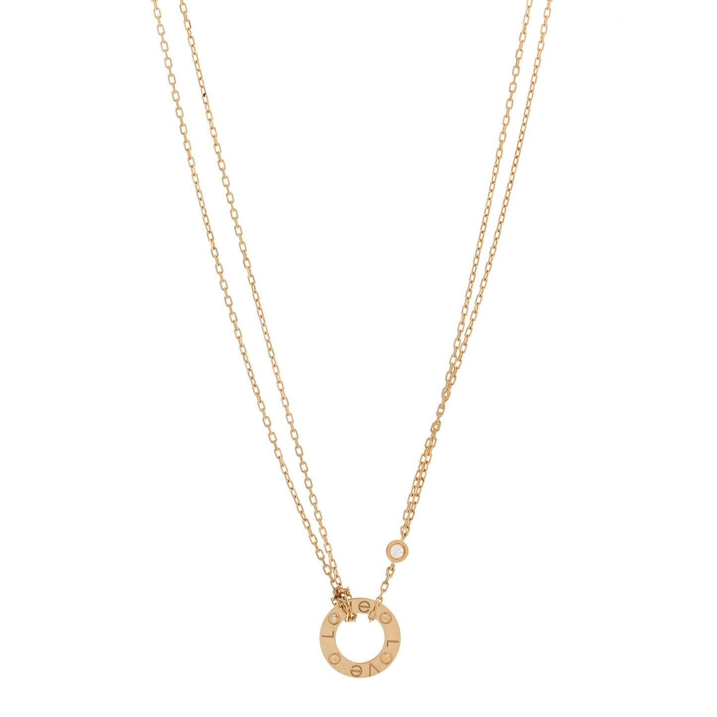 18K Yellow Gold 2 Diamond LOVE Necklace