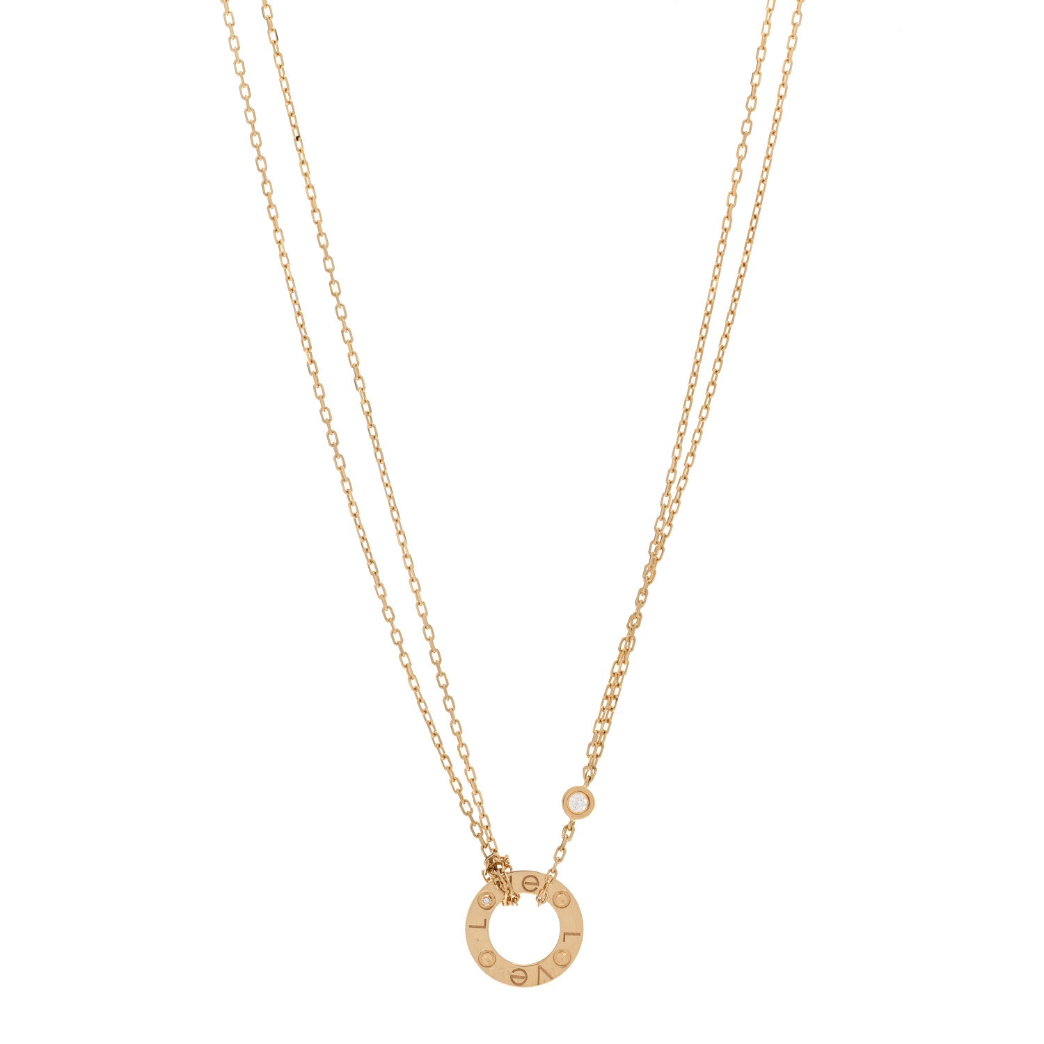 Cartier 18K Yellow Gold 2 Diamond LOVE Necklace 1 of 5