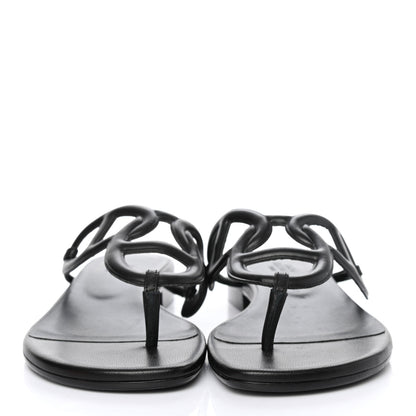 Hermes Nappa Womens Beach Sandals 36 Black 2 of 4