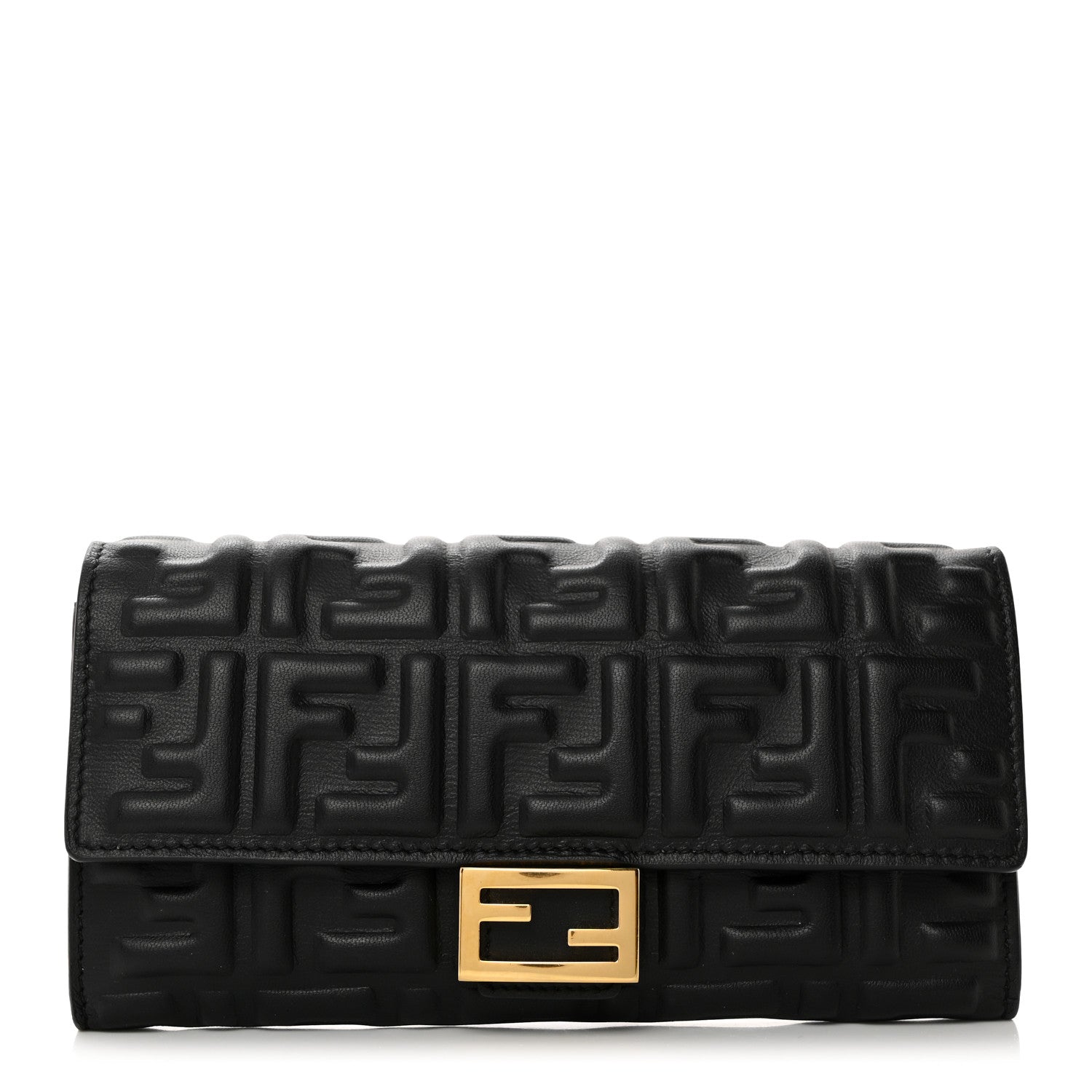 Fendi Nappa Matisse FF Embossed Continental Wallet Black 1 of 10