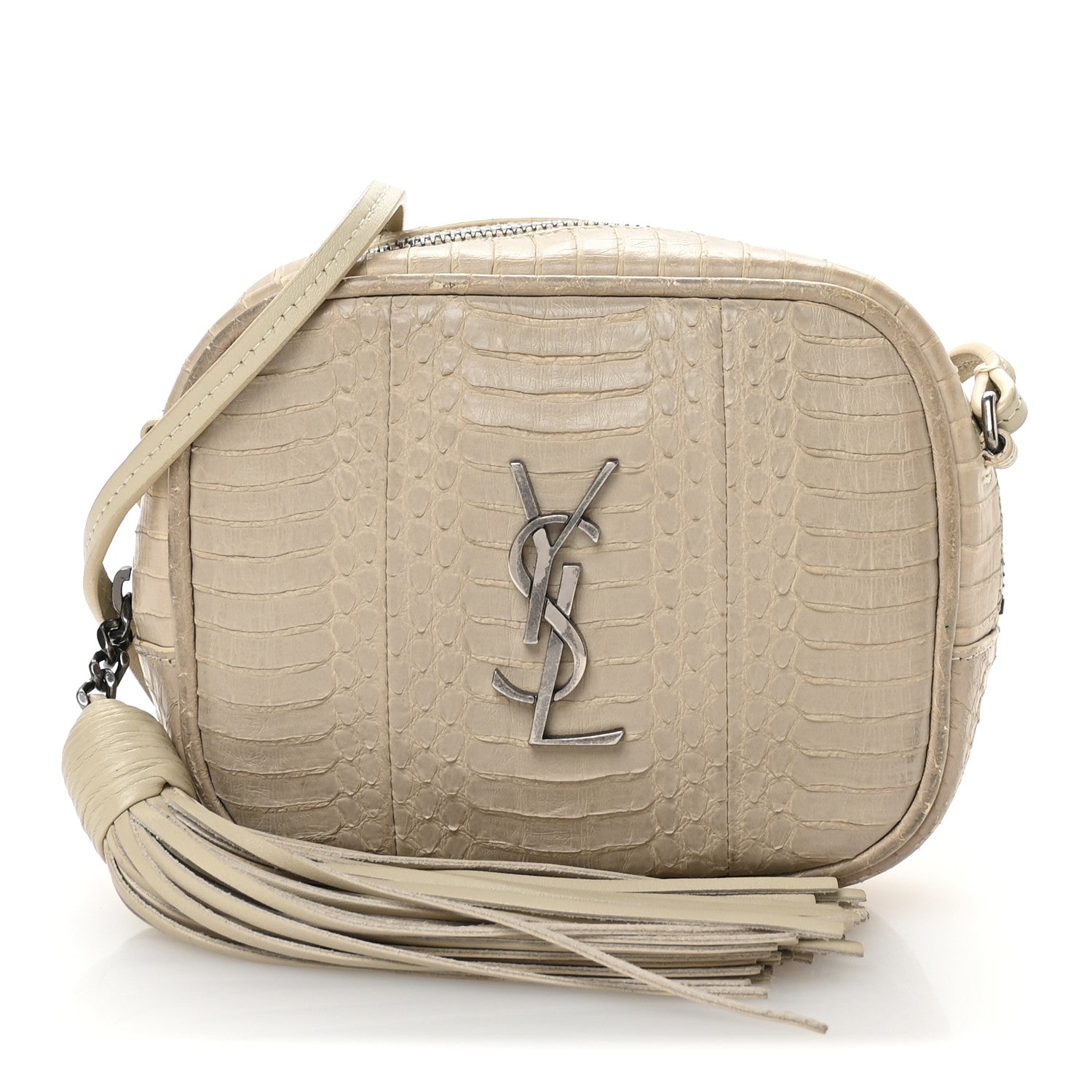 Saint Laurent Snakeskin Monogram Blogger Bag Light Cream 1 of 12