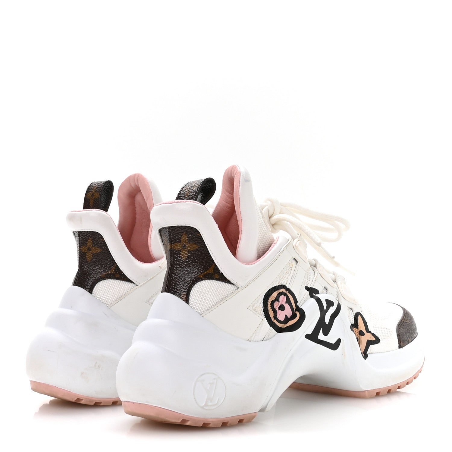 Louis Vuitton Calfskin Monogram Wild At Heart LV Archlight Sneakers 36 White Pink 5 of 8
