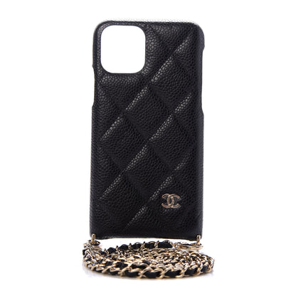 Chanel Caviar Quilted iPhone XI Pro Case With Chain Black 1 of 6