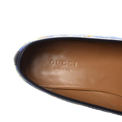 Gucci Jacquard Lambskin Flower Embroidered Womens Horsebit Jordaan Loafers 41 Acid Lime Electric Blue 7 of 11