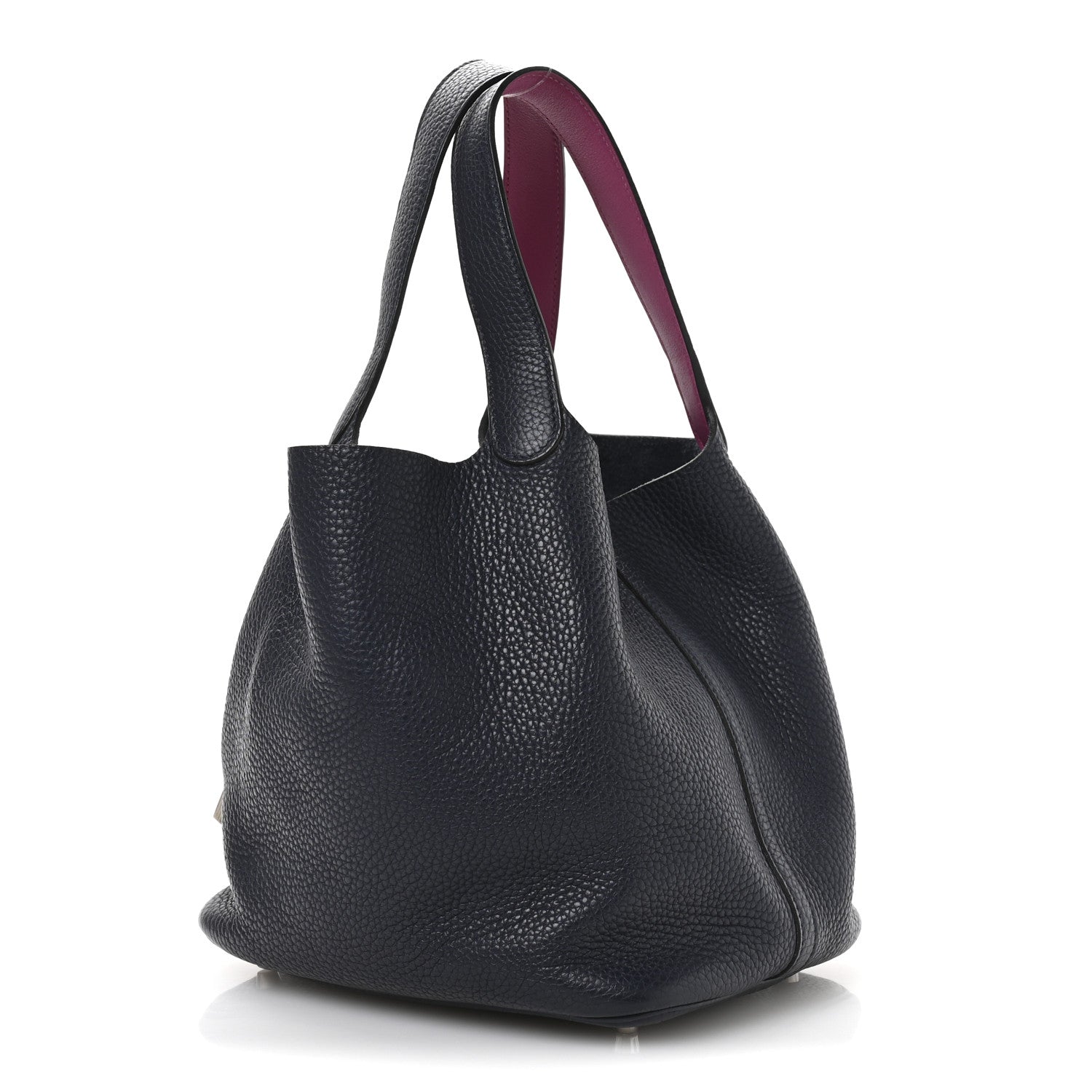 Hermes Taurillon Clemence Swift Eclat Picotin Lock 22 MM Bleu Nuit Rose Pourpre 3 of 12