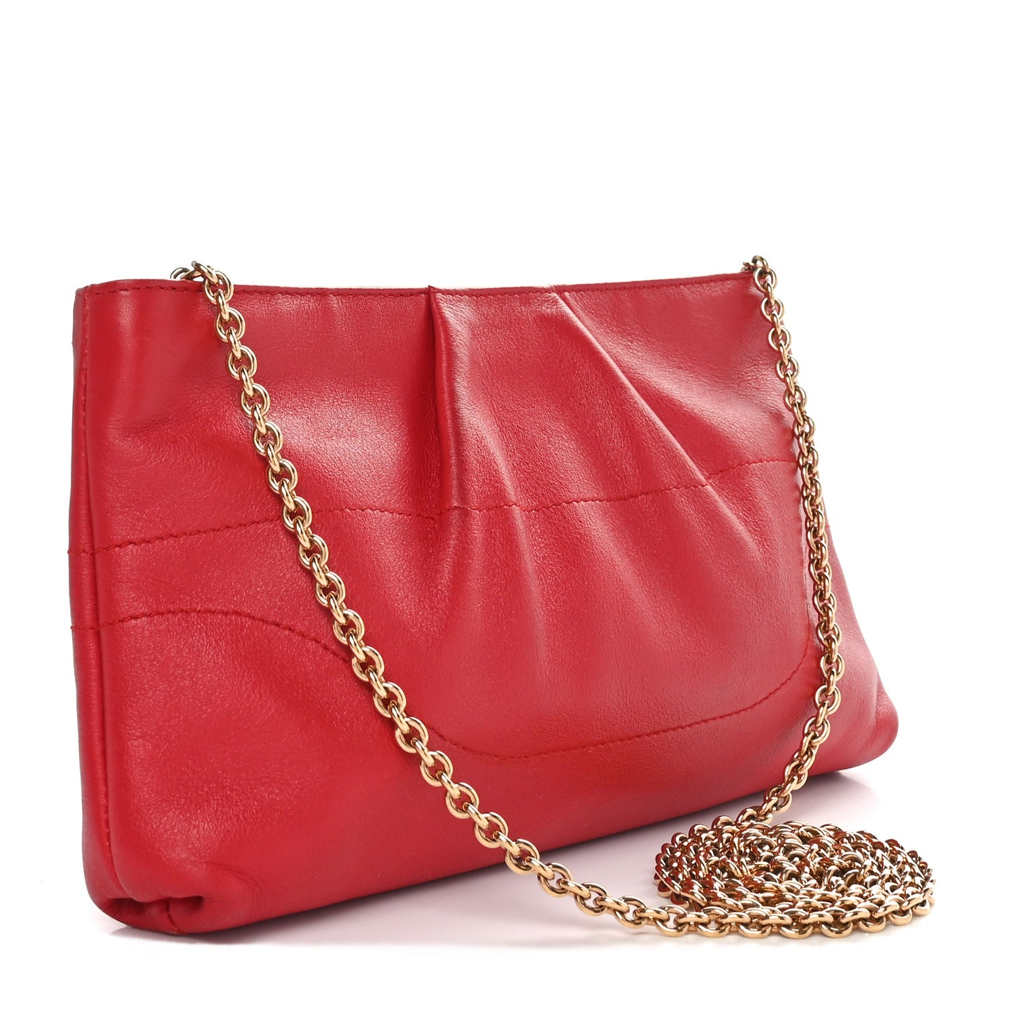 Calfskin Gancini Marsala Lineage Mini Chain Bag Red