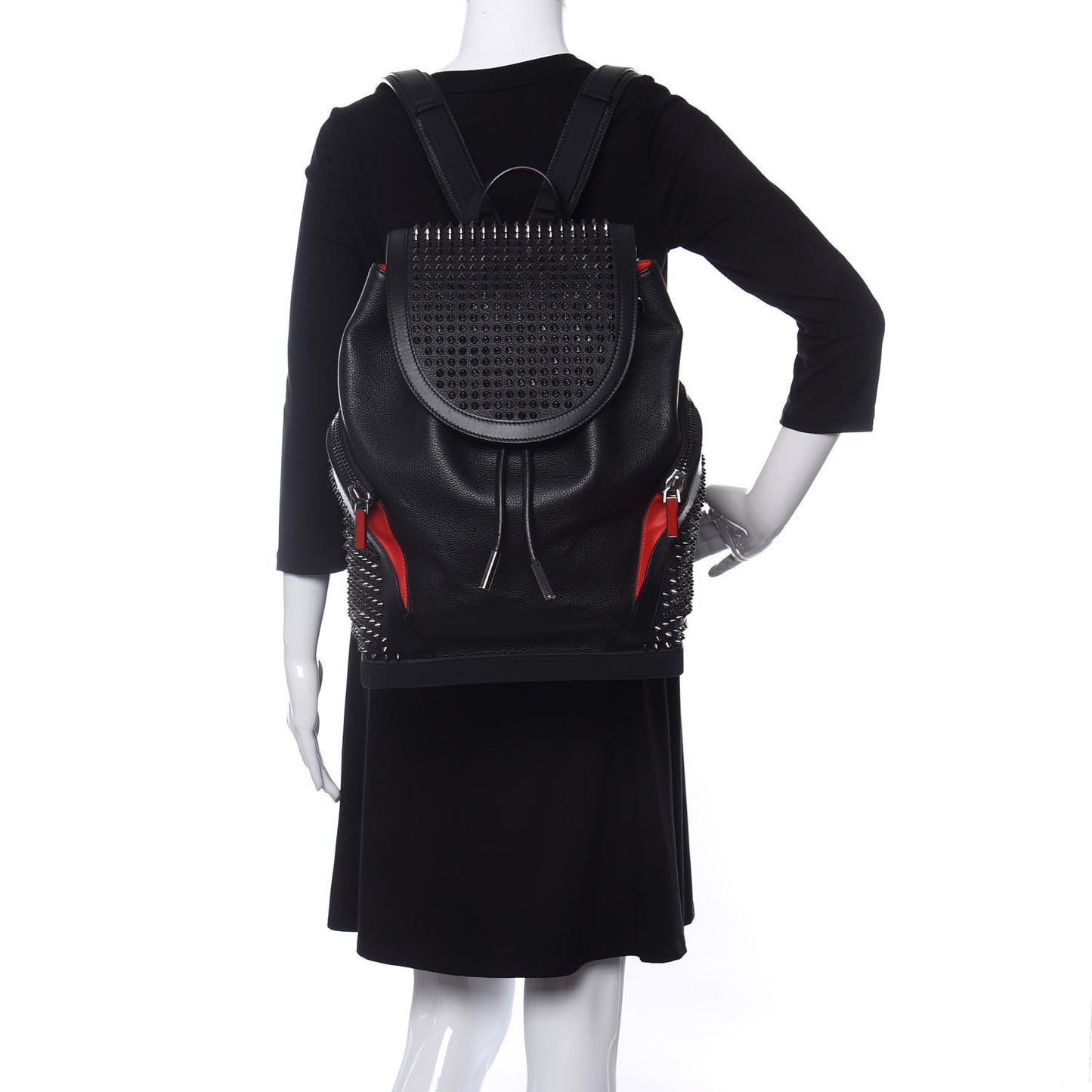 Calfskin Spiked Explorafunk Backpack Black
