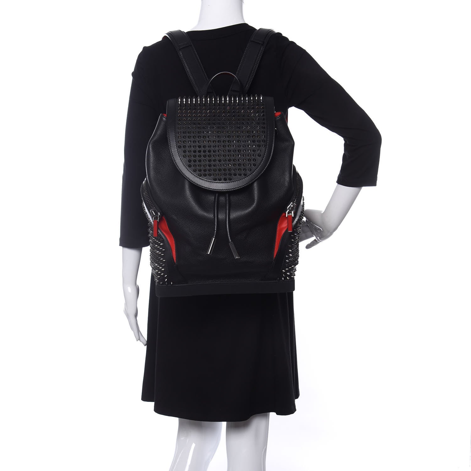 Christian Louboutin Calfskin Spiked Explorafunk Backpack Black 2 of 10