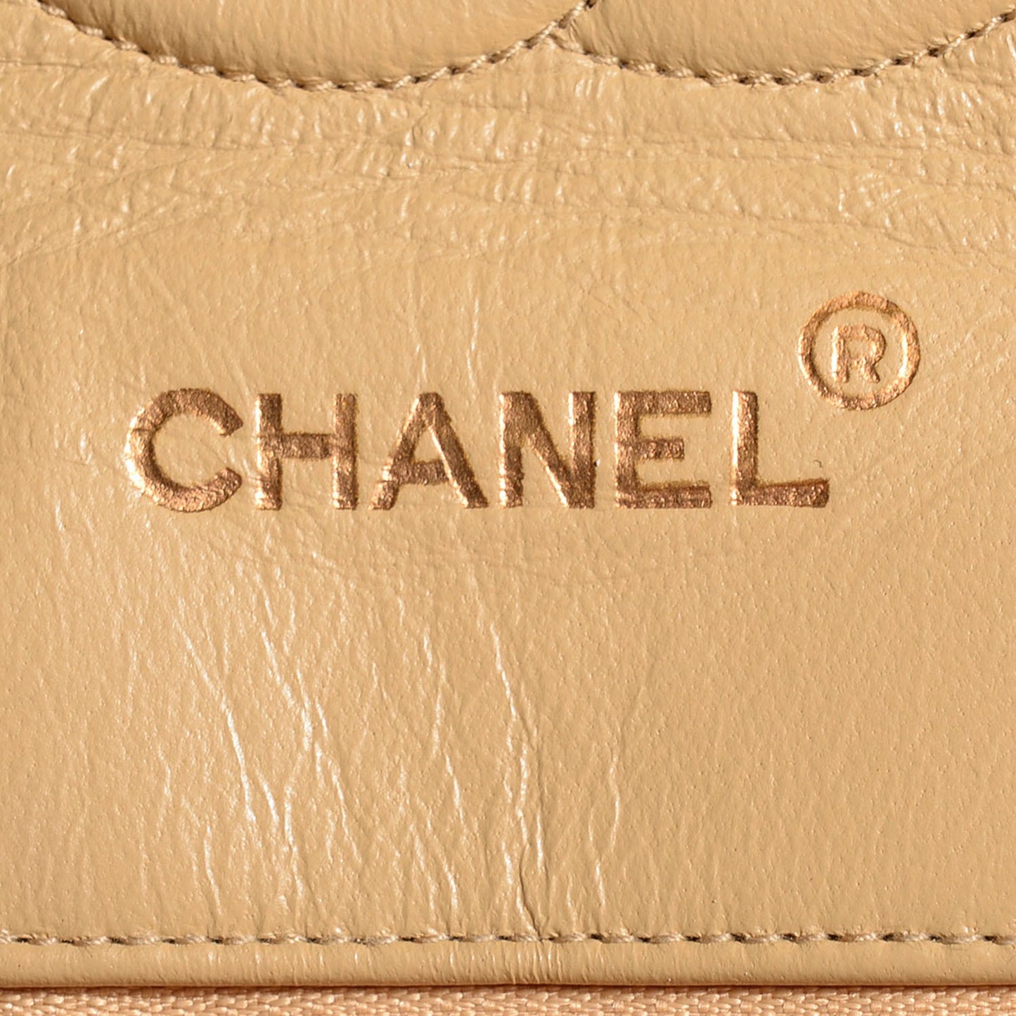 Vinage Lambskin Quilted Medium Flap Beige